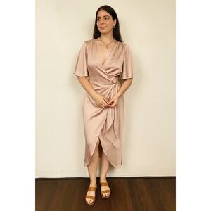 Vetta‎ The Wrap Dress Womens XS Champagne Satin Convertible Duster Crop Top